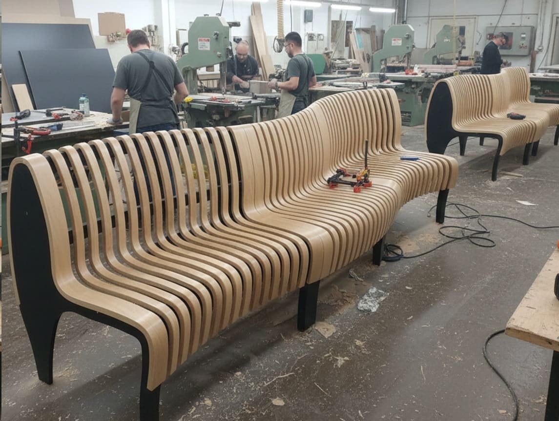 цех збирання готових лавок